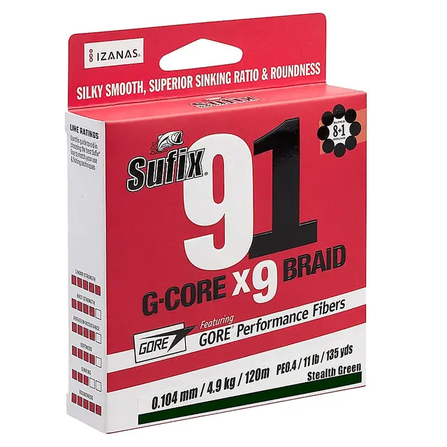 Sufix 91 Braid Lo-Vis Green 0,128mm 1 Sufix 91 Braid Lo-Vis Green 0,128mm